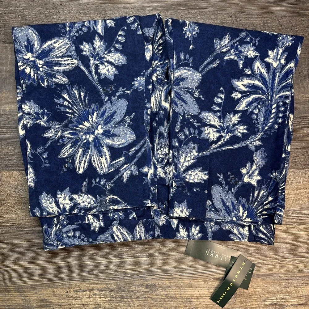 Lauren Ralph Lauren Women's 14‎ Crop Floral Pant Navy Cotton Stretch Pockets NEW - Picture 6 of 11